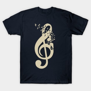 Treble Clef -  Music Bass Guitar - Vintage T-Shirt